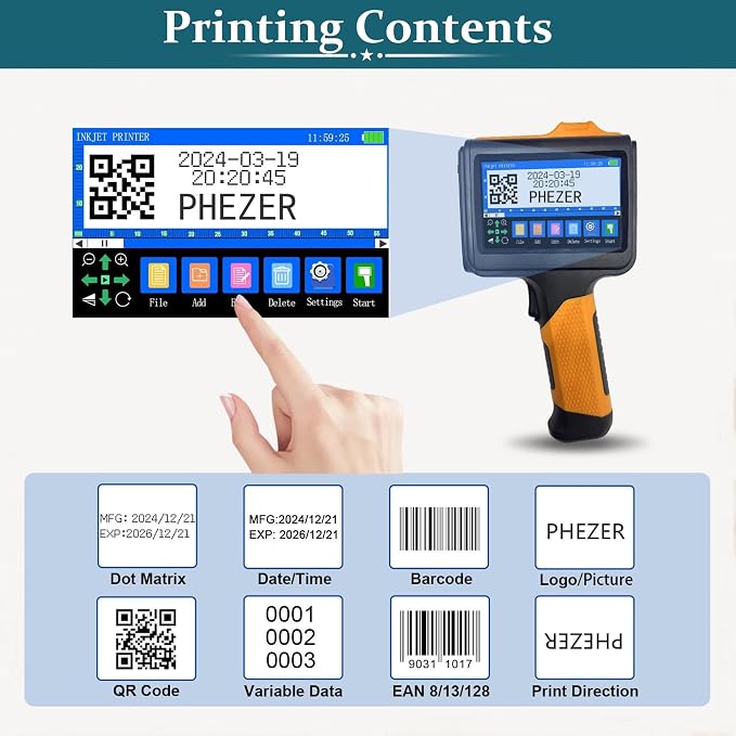P19 Handheld Inkjet Printer for Any Surface, Portable 360° All-Round Coding - Image 2