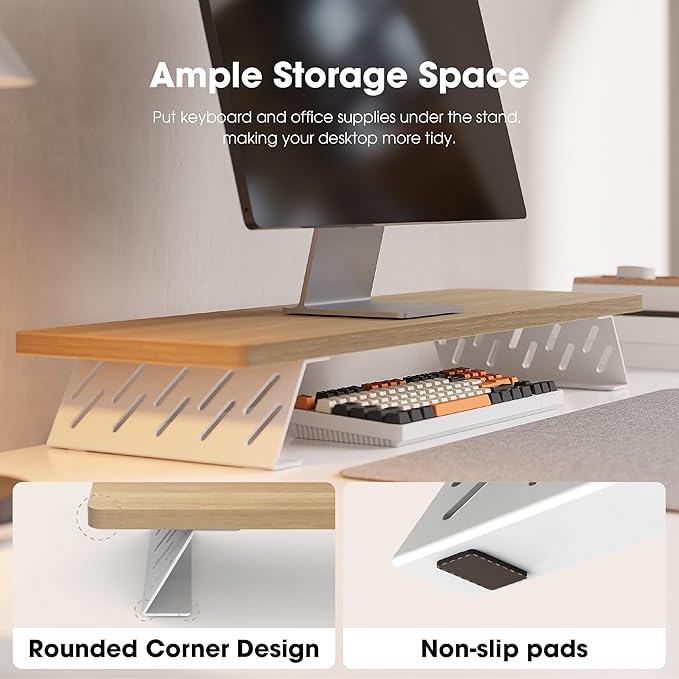 Fenge Monitor Stand Riser, 31.5 Inch Desk Top Shelf - Image 6