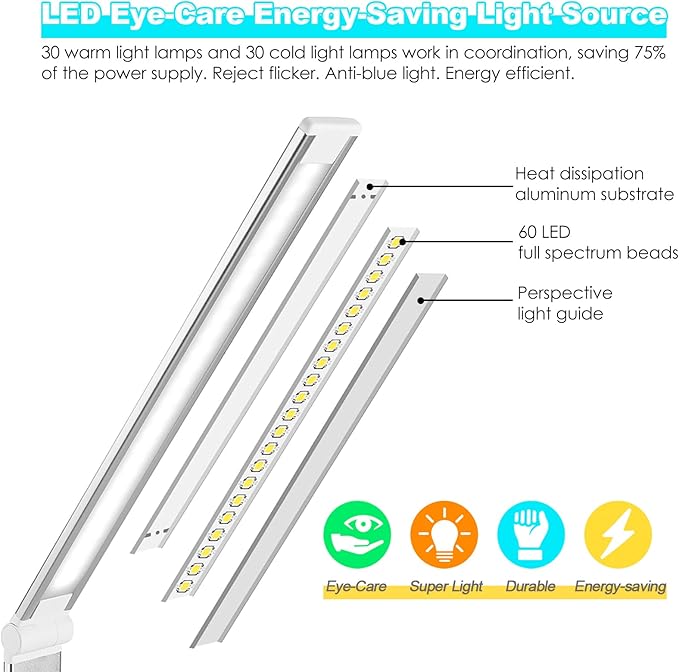 LED Desk Lamp with Wireless Charger, USB Charging Port, Desk Light with 10 - Image 3