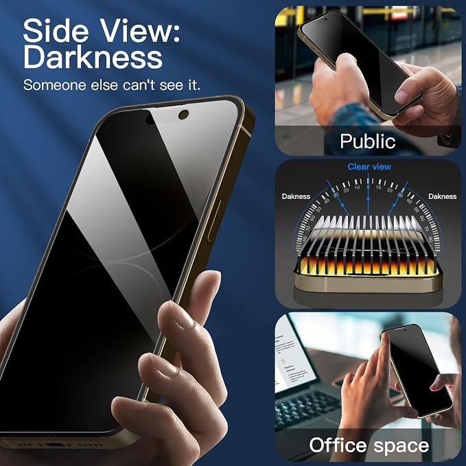 NEW'C 3 Pack Privacy for iPhone 14 Pro Max Screen Protector, Enhanced 28-Degree - Image 6
