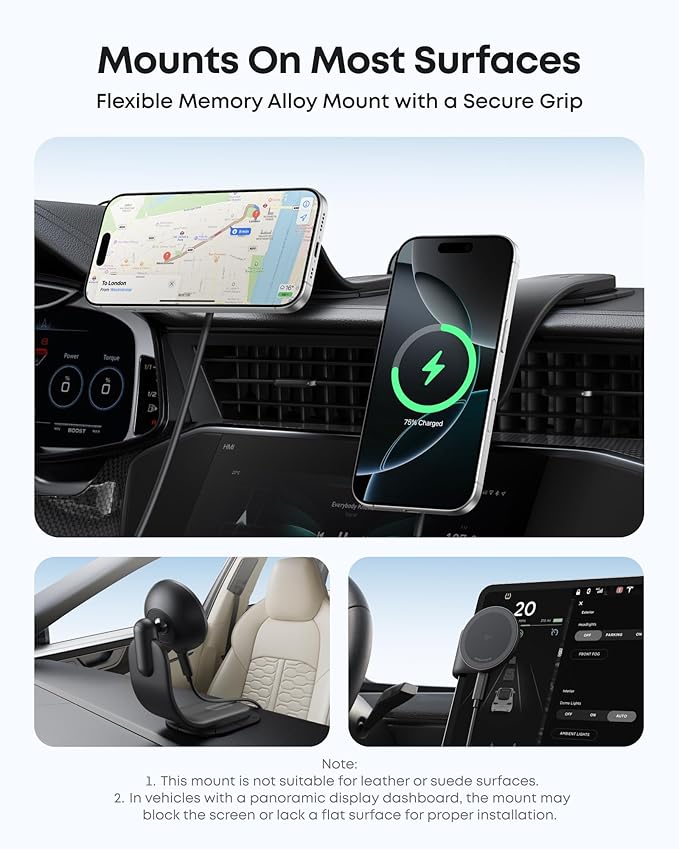Anker Nano Magnetic Wireless Car Charger, 360° Adjustable Mount Car Charger - Image 3
