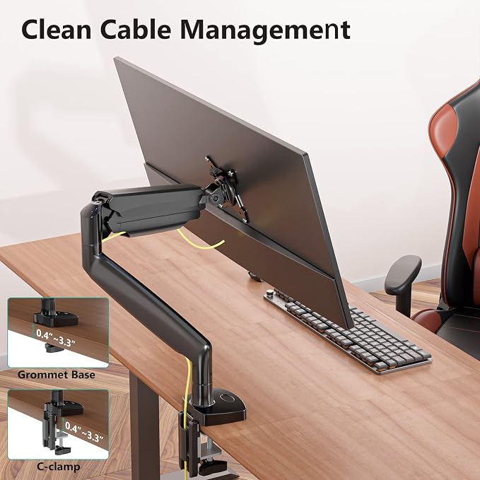 WALI Single Monitor Arm, Gas Spring Monitor Mount - Image 7