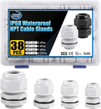 XHF IP68 Nylon Waterproof NPT Cable Glands Kit 38pcs 1/4", 3/4'' UL Listed and by XHF