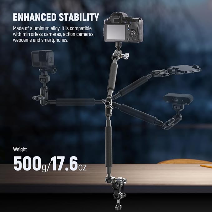 NEEWER 22" Magic Arm w Desk C Clamp, Overhead Camera Mount - Image 2
