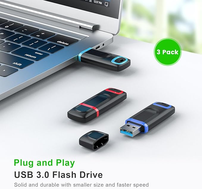 TOPESEL 128GB Flash Drive 3 Pack, USB 3.0 Thumb Drives High Speed Memory Stick - Image 2
