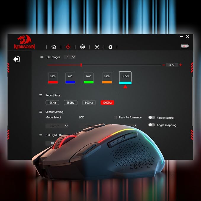 Redragon M810 MAX 3-Mode Wireless Gaming Mouse, 12000 DPI Wired/Wireless RGB - Image 8