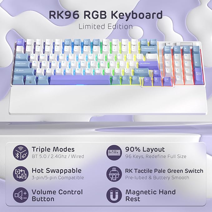 RK ROYAL KLUDGE RK96 RGB Limited Ed, 90% 96 Keys Wireless 3-Mode - Image 2