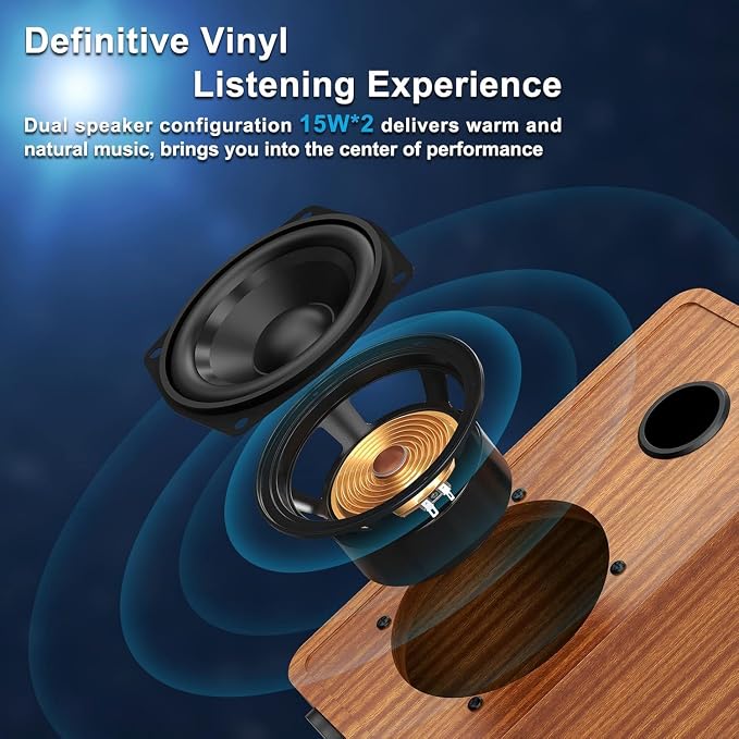 Record Player for Vinyl with 30W Speakers Upgraded，3-Speed can Play - Image 3