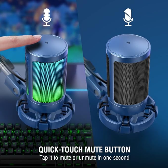 FIFINE USB Gaming Streaming Recording PC Microphone Kit, RGB Condenser Computer - Image 2