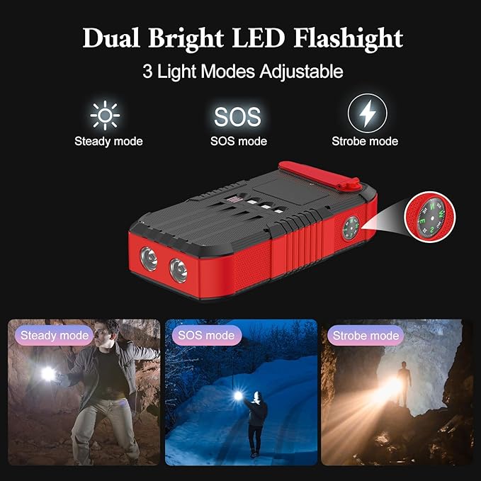 Solar Power Bank 66800mAh Built in Hand Crank and 4 Cables 22.5W Fast Charge - Image 7