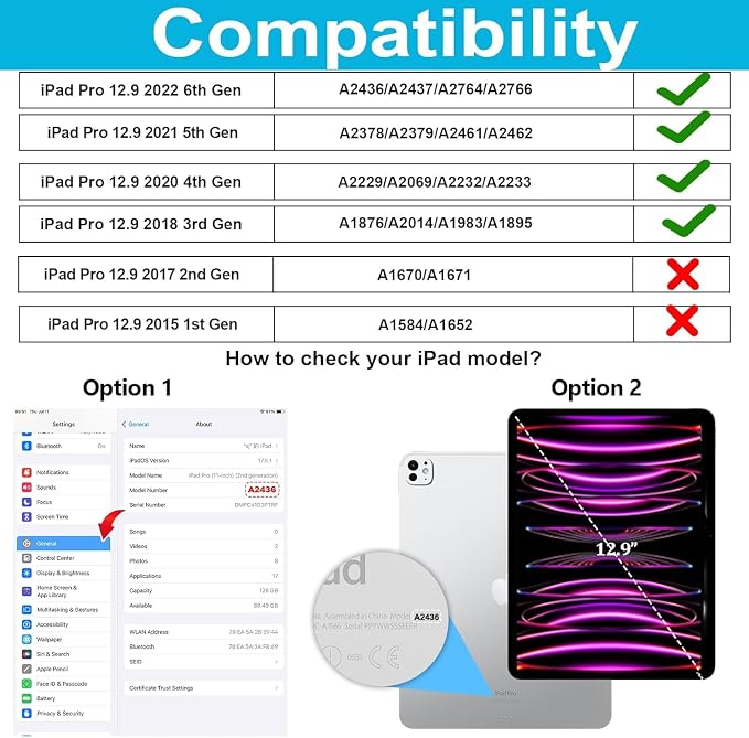 Case for iPad Pro 12.9 2022/2021/ 2020/2018: Cover for iPad Pro 12.9 6th/ 5th/ - Image 2