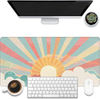 Large Gaming Mouse Pad for Desk, Boho Pastel Sun Desk Mat, Colorful Sunshine by KOAIWPAE