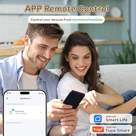 NineLeaf Slim WiFi Smart Plug w Switch, Remote App Control, Compatible - Image 2