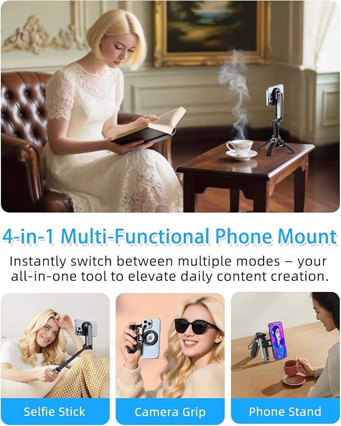 CloudValley Magnetic 4-in-1 Multifunctional Selfie Stick Tripod, Mini Portable - Image 2