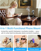 CloudValley Magnetic 4-in-1 Multifunctional Selfie Stick Tripod, Mini Portable - Image 2