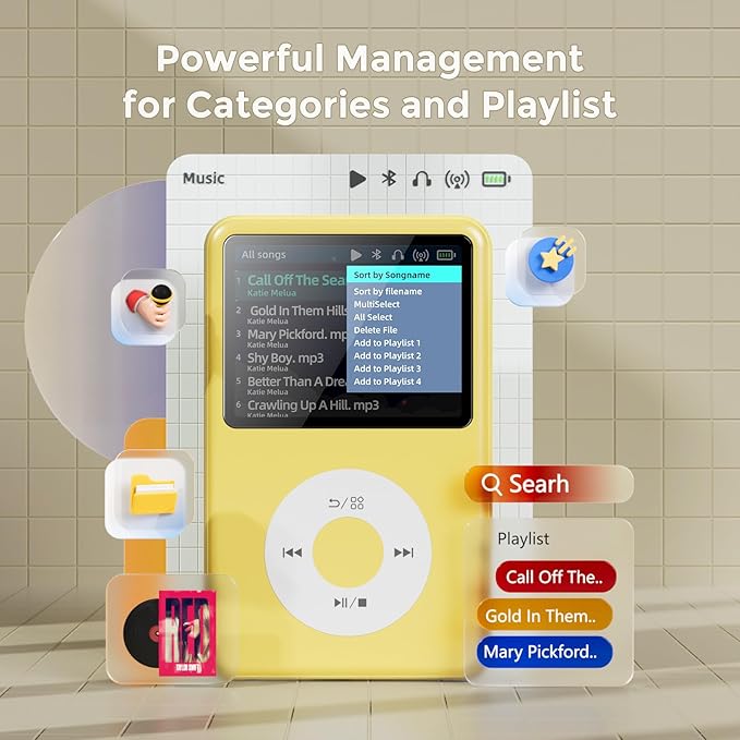 Mp3 Player with Bluetooth Y1 Portable Music Digital Players Supports Playlist - Image 2