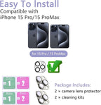 2 Pack Camera Lens Protector for iPhone 15 Pro/iPhone 15 Pro Max, AR Tempered - Image 2