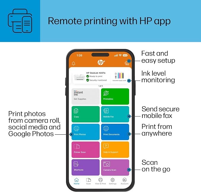 HP DeskJet 4227e Wireless All-in-One Color Inkjet Printer, Best-for-Home - Image 9