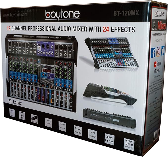 Boytone 12 Channel Bluetooth Studio Audio Mixer - Image 7