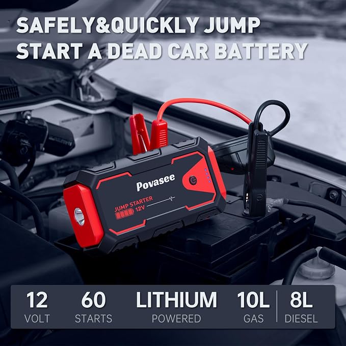 Povasee Jump Starter 5000A Car Jumper Starter, Model A30 12V Jump Box - Image 2