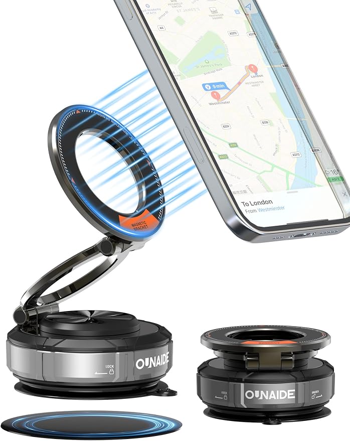 Magnetic Phone Holder For Car, 360°Vacuum Magnetic Car Phone Holder, Car Phone by OUNAIDECarAccessories