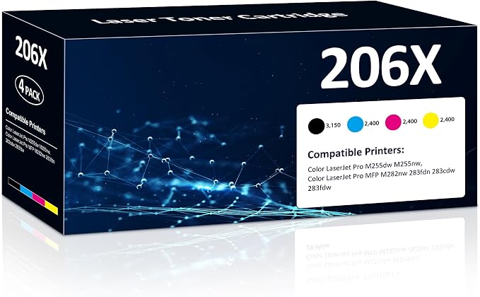 206X Toner Cartridges High Yield 4 Pack Compatible by Aililiya