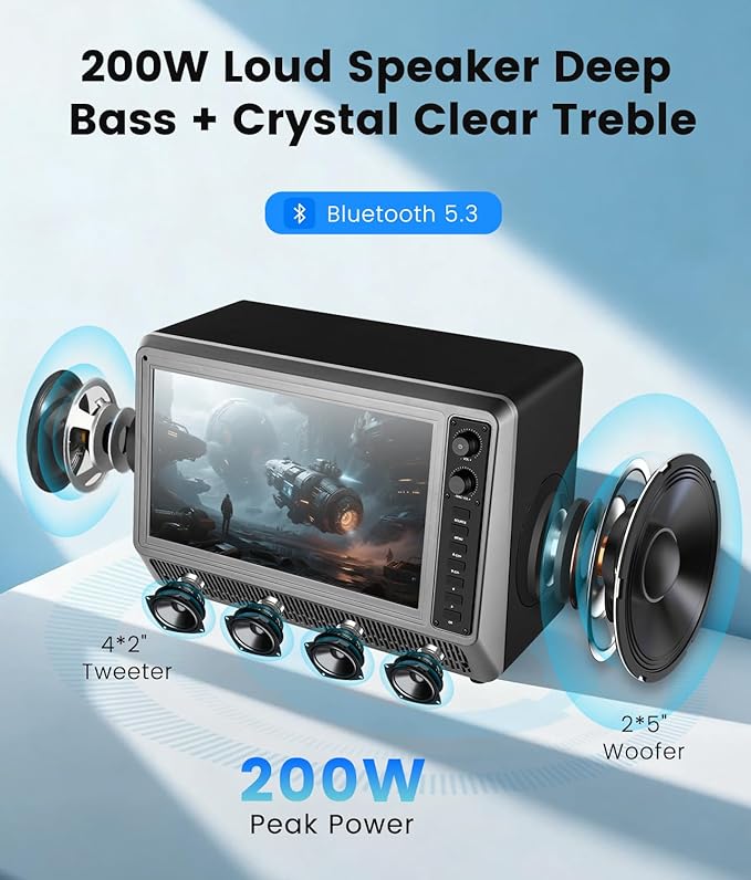 Feihe 15.6” Small Smart TV Built-in Bluetooth Speaker System, 200W Peak Power - Image 3