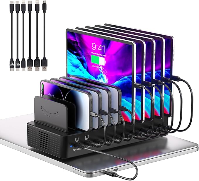 620W Charging Station for Multiple Devices, 10-Port USB C Fast Charger Station by Unknown