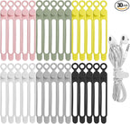 30Pcs Nearockle Silicone Cable Ties by ELECTRONICSORGANIZATION