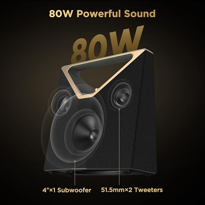 BUGANI Brief Plus Bluetooth Speaker Portable 80W, 12H Long Playtime, Supports - Image 3