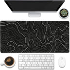 Desk Mat, Topographic Contour Large Gaming Mouse Pad by Eflxamz