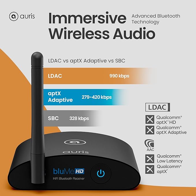 Auris Blume HD Long Range Bluetooth 5.3 Music Receiver Hi-Fi Audio Adapter - Image 3