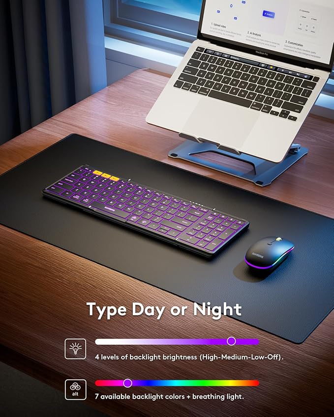 Samsers Foldable Keyboard and Mouse, Folding Bluetooth Keyboard Mouse Combo - Image 2