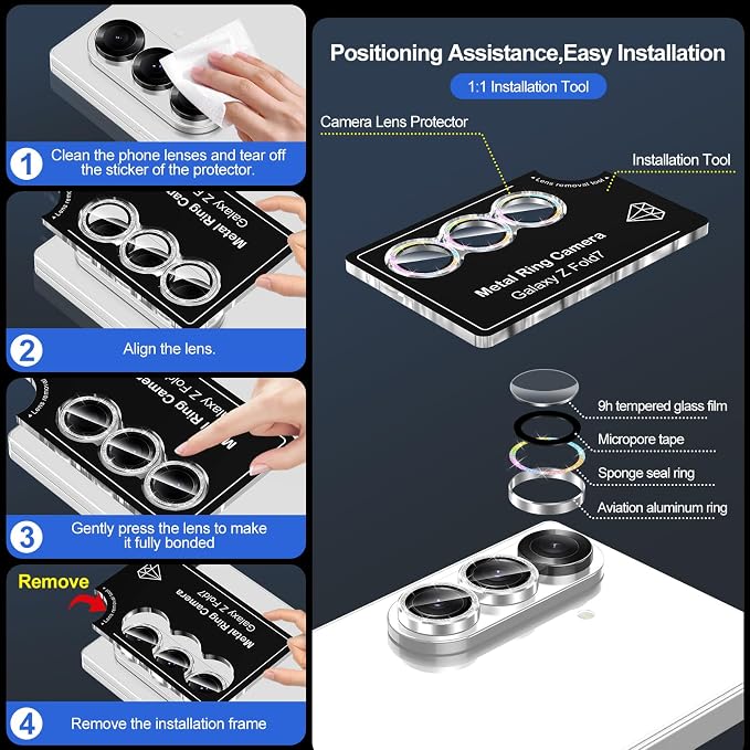 for Samsung Galaxy Z Fold 7 Camera Lens Protector, Individual Metal Ring - Image 6