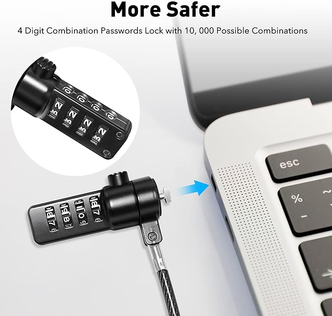 AboveTEK iPad Lock Security Cable w/Adhesive Plates, 6Ft Keyless 4 Digit - Image 4