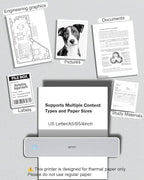Inkless Portable Printer for Travel, 300DPI Wireless Thermal Printer Support - Image 5