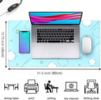 Kawaii Pastel Blue Star Grid Desk Pad, Large Gaming Mousepad & Keyboard Mat - Image 2