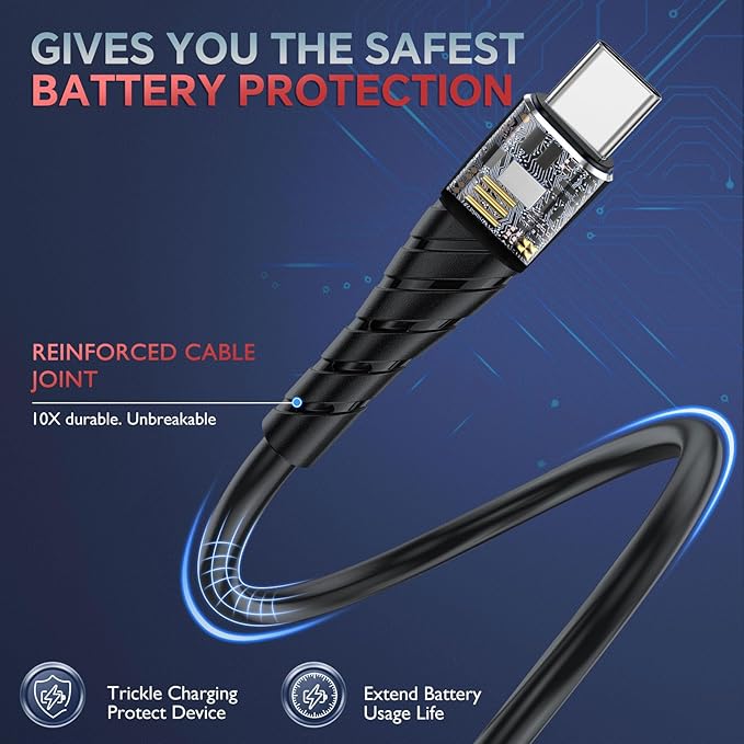 OIITH USB C Cable, USB A to USB C 3A Fast Charging Phone USB Type-C Charge - Image 6