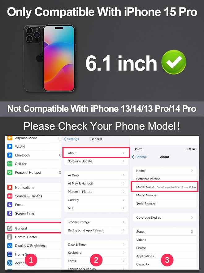 Compatible for iPhone 15 Pro Privacy Screen Protector 6.1 inch, Anti Spy Anti - Image 2
