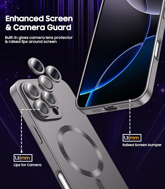 Magnetic for iPhone 16 Pro Case Slim Soft Silicone Bumper Shockproof Metallic - Image 4