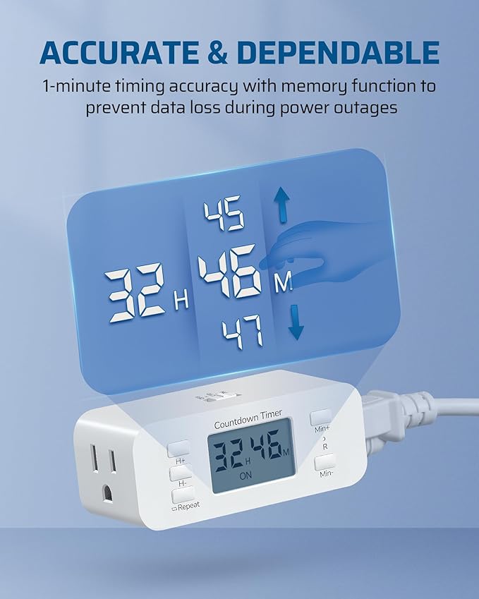 DEWENWILS 2 Pack Indoor Countdown Timer Outlet, Timers - Image 5