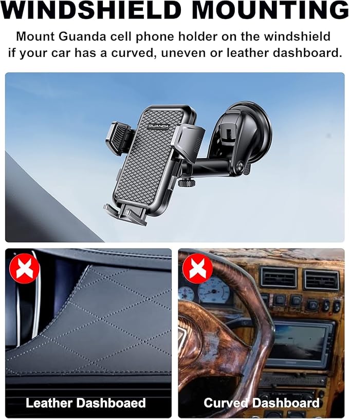 3-in-1 Car Phone Holder, Strong Suction Phone Mount - Image 8