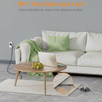 15 FT Extension Cord, TESSAN Ultra Thin Flat Plug Power Strip Surge Protector - Image 2
