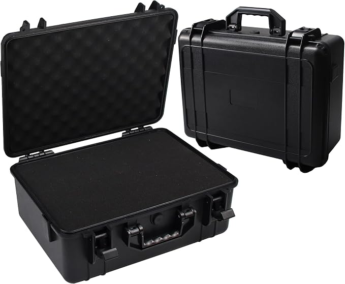 Hard Case with Foam Camera Hard Case Large Waterproof Protective Case Travel by Uxwuy