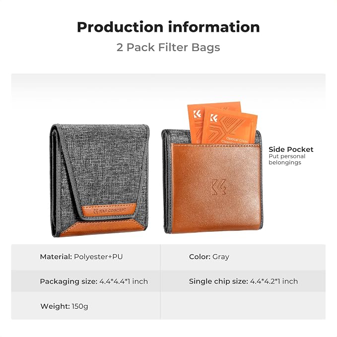 K&F CONCEPT Lens Filter Pouch, Lens Filter Case 3 Pocket Professional - Image 6