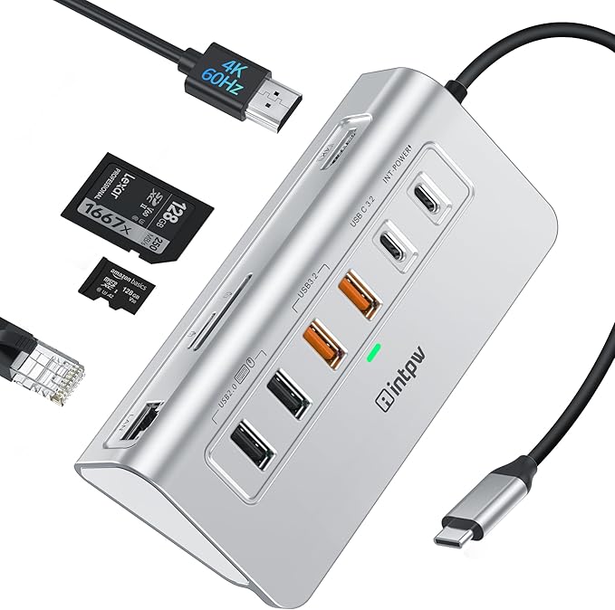 USB C Hub Ethernet, 10-in-1 USB Docking Station 10Gbps by intpw
