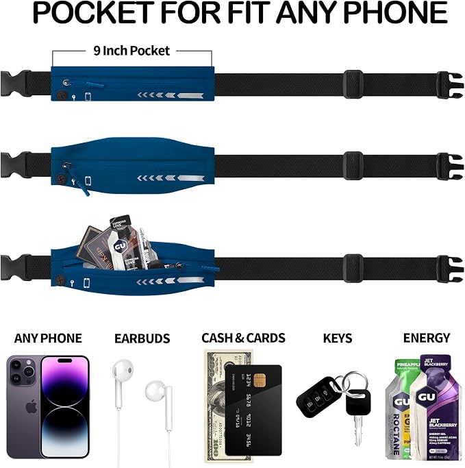 USHAKE Slim Running Belt for Women Men-Runners Phone Holder Fanny Pack - Image 3