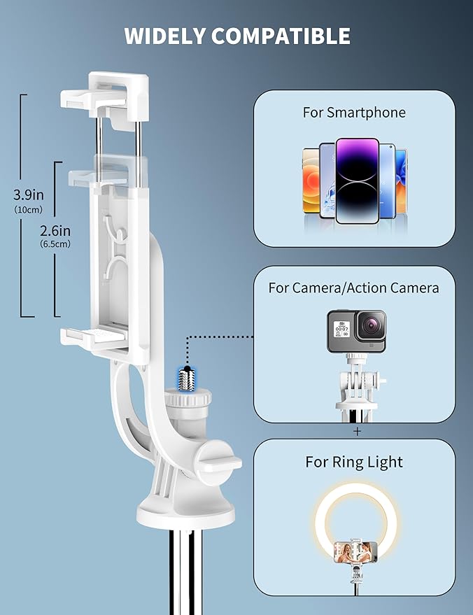SelfieShow 71" Cell Phone Selfie Stick & Tripod, Smartphone Stand - Image 4