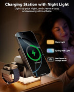 KPON for iPhone Nightstand Charging Station, 15W 3 in 1 Wireless Phone Charger - Image 3