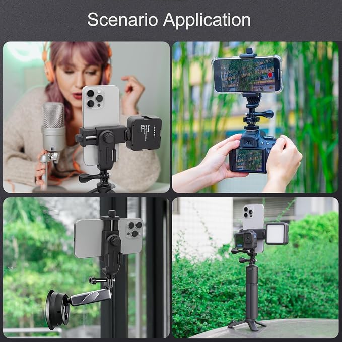 Suptig Phone Holder for Tripod, Action Camera Tripod Mount Adapter Compatible - Image 6